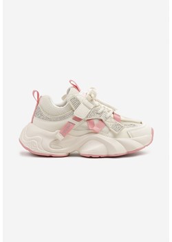 Beżowo-Różowe Buty Sportowe Sneakersy w Stylu Streetwearowym z Rzepem Ediriva ze sklepu born2be.pl w kategorii Buty sportowe dziecięce - zdjęcie 178662445