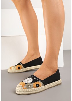 Czarne Espadryle Ozdobione Plecionką i Haftowanymi Kwiatami Tolisae ze sklepu born2be.pl w kategorii Espadryle damskie - zdjęcie 178662557