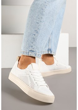 Białe Sneakersy z Siateczkową Cholewką i Metaliczną Nicią Nimiovana ze sklepu born2be.pl w kategorii Buty sportowe damskie - zdjęcie 178662569