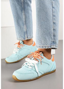Jasnoniebieskie Sneakersy z Podwójnymi Sznurowadłami i Przeszyciami Teleritia ze sklepu born2be.pl w kategorii Buty sportowe damskie - zdjęcie 178662599