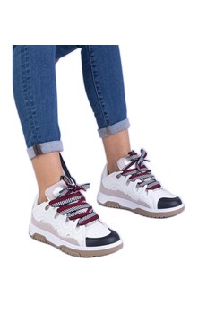 Białe sneakersy damskie z dekoracyjnym sznurowaniem ze sklepu ButyModne.pl w kategorii Buty sportowe damskie - zdjęcie 178667939