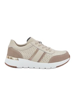 Skórzane Lekkie Sneakersy Buty Sportowe Damskie Beżowe beżowy - id: 219142 - marki ButyModne.pl - 178668119 Skórzane Lekkie Sneakersy Buty Sportowe Damskie Beżowe beżowy ze sklepu ButyModne.pl w kategorii Buty sportowe damskie - zdjęcie 178668119