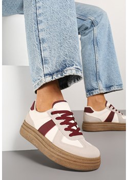 Beżowo-Bordowe Sneakersy w Stylu Kultowych Tenisówek na Grubej Podeszwie Nanniris - id: BL535-461-WINE - marki Renee - 178673888 Beżowo-Bordowe Sneakersy w Stylu Kultowych Tenisówek na Grubej Podeszwie Nanniris ze sklepu renee.pl w kategorii Buty sportowe damskie - zdjęcie 178673888