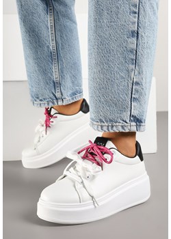 Biało-Czarne Sneakersy Ozdobione Podwójnym Wiązaniem Zdivane ze sklepu born2be.pl w kategorii Buty sportowe damskie - zdjęcie 178675398
