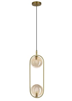 Mosiężna lampa z podwójnymi bursztynowymi kloszami - M081 S1-C20 ze sklepu Edinos.pl w kategorii Lampy wiszące - zdjęcie 178681155