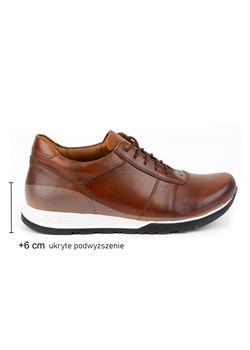 Buty męskie podwyższające sznurowane skórzane SPORT STYLE 408KZ +6 cm brązowe ze sklepu butyolivier w kategorii Półbuty męskie - zdjęcie 178687718