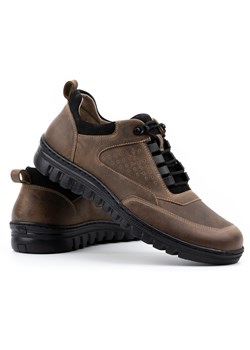 Buty męskie casual skórzane 0228W khaki ze sklepu butyolivier w kategorii Półbuty męskie - zdjęcie 178699257