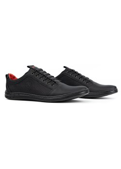 Buty męskie skórzane casual 2121p czarne ze sklepu butyolivier w kategorii Półbuty męskie - zdjęcie 178699337