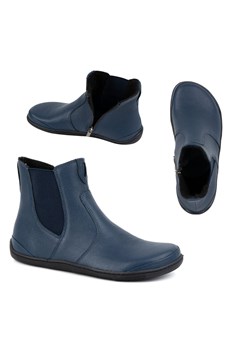 Damskie buty barefoot sztyblety z zamkiem ocieplane 1263 granatowe ze sklepu butyolivier w kategorii Półbuty damskie - zdjęcie 178699427