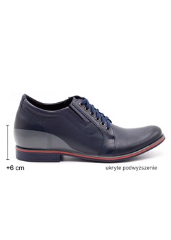 Buty męskie skórzane podwyższające + 6 cm P24 granatowe ze sklepu butyolivier w kategorii Buty eleganckie męskie - zdjęcie 178699438