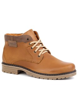 Buty męskie zimowe skórzane trzewiki ocieplane J35S camel brązowe ze sklepu butyolivier w kategorii Buty zimowe męskie - zdjęcie 178700135