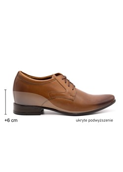 Buty męskie wizytowe skórzane P11 podwyższające + 6cm  brązowe ze sklepu butyolivier w kategorii Buty eleganckie męskie - zdjęcie 178700238