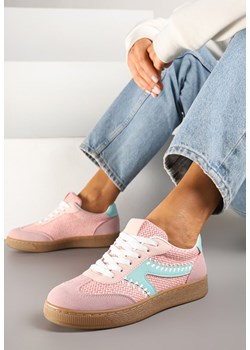 Różowe Sneakersy w Stylu Klasycznych Tenisówek Zdobione Przeszyciami i Tweedem Koriznne ze sklepu renee.pl w kategorii Buty sportowe damskie - zdjęcie 178705245