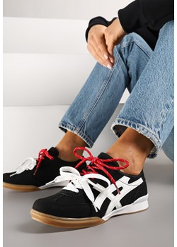 Czarne Sneakersy Ozdobione Geometrycznym Wzorem i Podwójnym Sznurowaniem Hirozi ze sklepu renee.pl w kategorii Buty sportowe damskie - zdjęcie 178705428