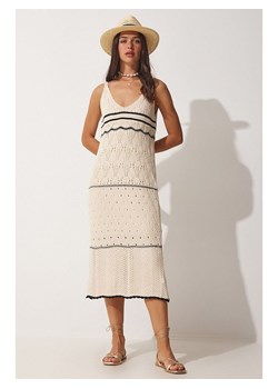 Happiness Istanbul Sukienka dzianinowa &quot;Happiness Istanbul&quot; w kolorze kremowym ze sklepu Limango Polska w kategorii Sukienki - zdjęcie 178716889