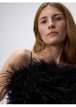 Reserved - Krótki top z piórami - czarny ze sklepu Reserved w kategorii Bluzki damskie - zdjęcie 178722208