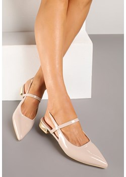 Beżowe Sandały Vices Typu Slingback ze Skórzaną Wkładką i Metaliczną Ozdobą Milozi ze sklepu renee.pl w kategorii Balerinki - zdjęcie 178723366