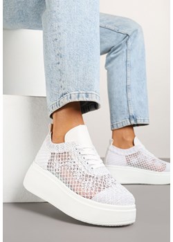 Białe Sneakersy Vices z Grubą Podeszwą i Ażurową Cholewką Ardisov ze sklepu born2be.pl w kategorii Buty sportowe damskie - zdjęcie 178726225