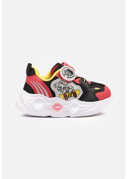Czarno-Czerwone Buty Sportowe Sneakersy z Ledami i Bajkowym Wzorem Ulaniella ze sklepu born2be.pl w kategorii Buty sportowe dziecięce - zdjęcie 178729485