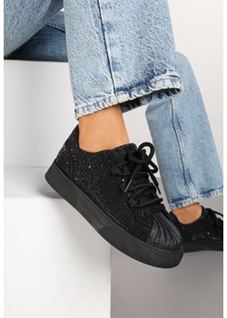 Czarne Sneakersy z Ozdobnym Tłoczeniem i Cyrkoniami Dorreia ze sklepu renee.pl w kategorii Buty sportowe damskie - zdjęcie 178729815
