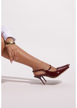 Bordowe Lakierowane Sandały Vices na Szpilce z Wkładką ze Skóry Naturalnej i Paskami Sanniraen ze sklepu renee.pl w kategorii Czółenka - zdjęcie 178729859
