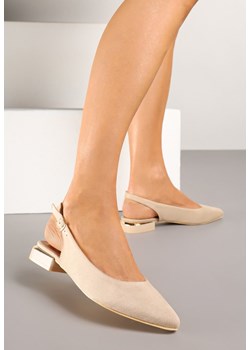Ciemnobeżowe Sandały Slingback Vices z Metaliczną Aplikacją przy Obcasie Ediriella ze sklepu born2be.pl w kategorii Sandały damskie - zdjęcie 178731447
