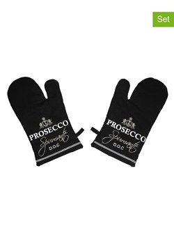 Mars &amp; More Rękawice kuchenne (2 szt.) &quot;Prosecco&quot; w kolorze czarnym - 33 x 17 cm ze sklepu Limango Polska w kategorii Rękawiczki męskie - zdjęcie 178733159