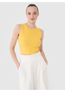 Damski crop top 4F 4FRSS25TSLEF234 - żółty ze sklepu Sportstylestory.com w kategorii Bluzki damskie - zdjęcie 178735236