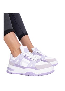 Fioletowe sneakersy z grubymi sznurówkami ze sklepu ButyModne.pl w kategorii Buty sportowe damskie - zdjęcie 178735687