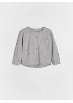 Reserved - Bawełniany longsleeve z nadrukiem - jasnoszary ze sklepu Reserved w kategorii T-shirty chłopięce - zdjęcie 178743227
