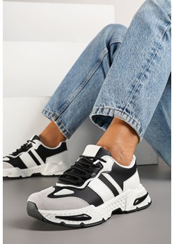 Czarno-Białe Sneakersy Streetwearowe z Kontrastowymi Przeszyciami Ilirenas ze sklepu born2be.pl w kategorii Buty sportowe damskie - zdjęcie 178744397