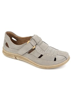 Buty męskie skórzane sznurowane 937KOM szare ze sklepu butyolivier w kategorii Półbuty męskie - zdjęcie 178755246