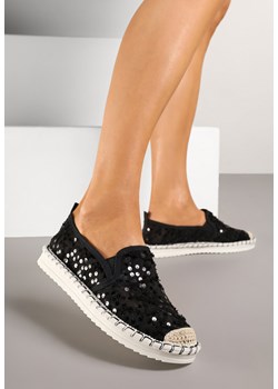 Czarne Espadryle z Siateczki Zdobionej Cekinami Viviluria ze sklepu born2be.pl w kategorii Espadryle damskie - zdjęcie 178761089