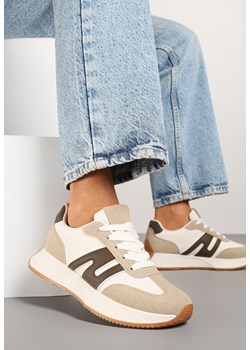 Ciemnobeżowe Sneakersy z Geometrycznym Wzorem Avisella ze sklepu born2be.pl w kategorii Buty sportowe damskie - zdjęcie 178761335