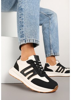 Czarne Sneakersy z Geometrycznym Zdobieniem Avislia ze sklepu born2be.pl w kategorii Buty sportowe damskie - zdjęcie 178761389