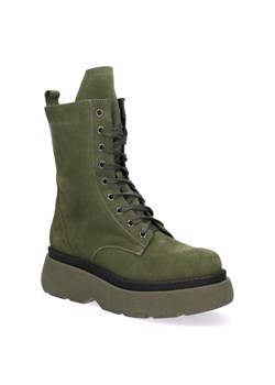 Skórzane kozaki damskie Pollonus zielony 5-1564-002 ze sklepu butyolivier w kategorii Workery damskie - zdjęcie 178765085