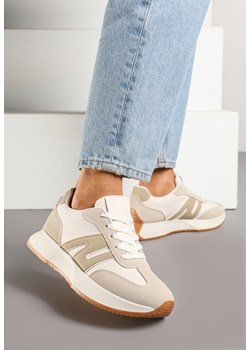 Beżowe Sneakersy Ozdobione Geometrycznym Motywem Dalvisa ze sklepu renee.pl w kategorii Buty sportowe damskie - zdjęcie 178766989
