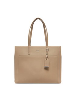 Calvin Klein Torebka Ck Must Medium Shopper W/Pocket K60K613019 Beżowy ze sklepu MODIVO w kategorii Torby Shopper bag - zdjęcie 178790249