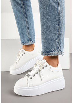 Białe Sneakersy na Grubej Podeszwie z Cyrkoniami Vivanne ze sklepu born2be.pl w kategorii Buty sportowe damskie - zdjęcie 178792856