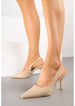 Beżowe Sandały na Szpilce Slingback Falithra ze sklepu renee.pl w kategorii Czółenka - zdjęcie 178807895
