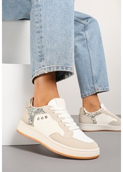 Beżowe Sneakersy z Ozdobnymi Przeszyciami w Streetwearowym Stylu Neoniela ze sklepu born2be.pl w kategorii Buty sportowe damskie - zdjęcie 178810855