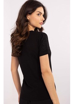 Czarny t-shirt z haftem RV-TS-A518.39, Kolor czarny, Rozmiar S, Relevance ze sklepu Primodo w kategorii Bluzki damskie - zdjęcie 178815398