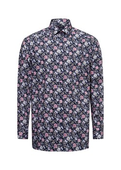 OLYMP Luxor modern Fit Męska koszula biznesowa - Modern Fit - Luxor Mężczyźni Modern Fit Bawełna granatowy wzorzysty ze sklepu vangraaf w kategorii Koszule męskie - zdjęcie 178818396