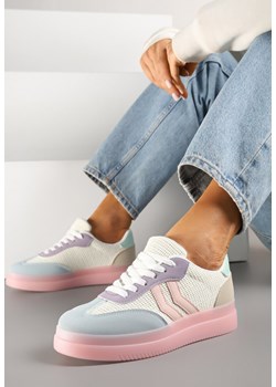 Różowo-Niebieskie Sneakersy Tenisówki Ozdobione Paskami Falovinia ze sklepu renee.pl w kategorii Buty sportowe damskie - zdjęcie 178819119