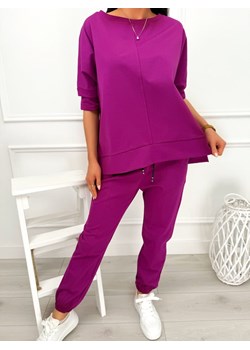 Śliwkowy Komplet Bluza Oversize + Spodnie ze sklepu ModnaKiecka.pl w kategorii Komplety i garnitury damskie - zdjęcie 178821956