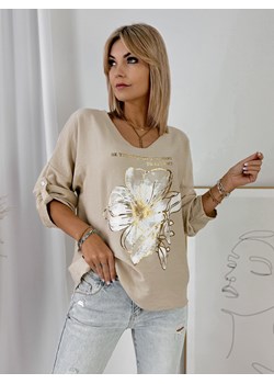bluzka zinza beżowa one size ze sklepu UBRA w kategorii Bluzki damskie - zdjęcie 178830065