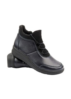 Wygodne botki damskie z miękkiej skóry - Helios 564, granatowe ze sklepu ulubioneobuwie w kategorii Botki - zdjęcie 178862208