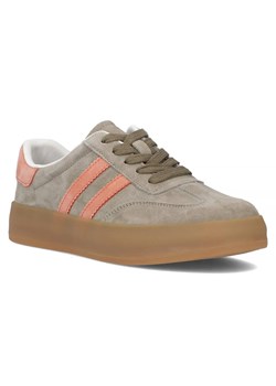 Skórzane sneakersy damskie na platformie - Filippo DP6764/25, khaki ze sklepu ulubioneobuwie w kategorii Buty sportowe damskie - zdjęcie 178863295
