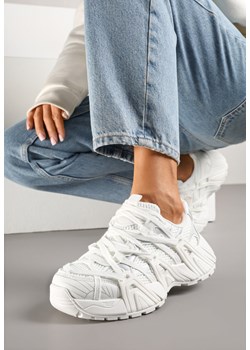 Białe Sneakersy Ozdobione Geometrycznym Motywem Pollines ze sklepu renee.pl w kategorii Buty sportowe damskie - zdjęcie 178886268