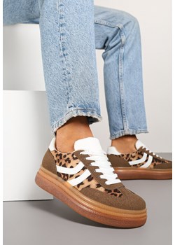 Panterkowe Sneakersy w Stylu Klasycznych Tenisówek na Grubej Podeszwie Grelritia ze sklepu born2be.pl w kategorii Buty sportowe damskie - zdjęcie 178889175